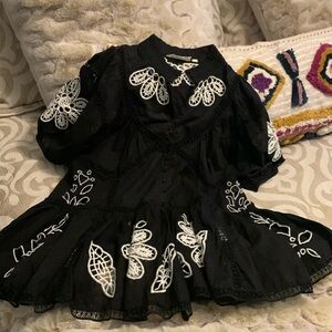 Anthropologie loose fit black boho loose fit top